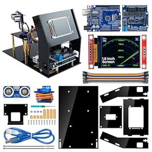 LAFVIN Simulation Ultrasonic Radar Sensor Module DIY Kit 180-Degree Scanning Detector Compatible with Arduino IDE