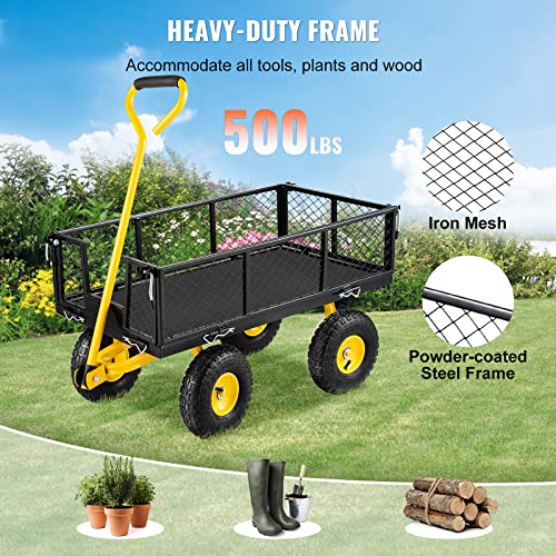 Vevor STEEL GARDEN CART 500 LBS Steel Garden Cart, Heavy Duty 500 Lbs Capacity, With Removable Mesh Sides To Convert Into Flatbed thumb #2