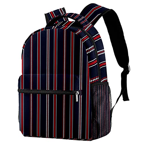 Sac à dos voyage rayures rouge et bleu marine, un grand sac d'école robuste pour filles et garçons