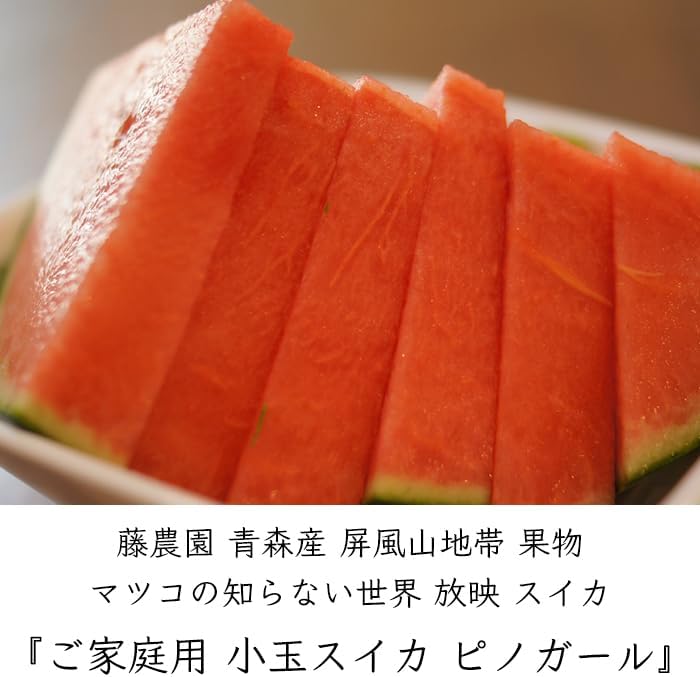 藤農園 ご家庭用 屏風山地帯小玉スイカ ピノガール ｜路地栽培の為 剥がれ/キズ/カスレ 見た目には見劣りあり｜ 青森県 小玉すいか 小玉 こだま すいか スイカ 西瓜 果物 (2玉 *約3kg／2玉)