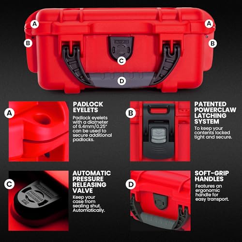 Image of NANUK 904 Empty Hard Case - IP67 Waterproof Protective Hard-Shell Case, Impact-Resistant & Dustproof Storage Case, Perfect for Travel, 10.2 inch x 7.9 inch x 4.5 inch, Made in Canada - Red