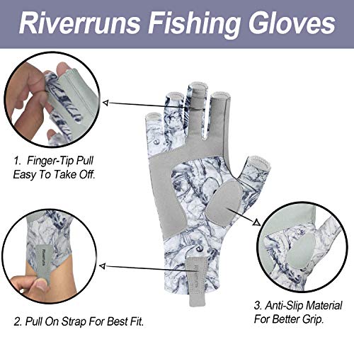 image for Riverruns Fingerless Fishing Gloves- Fishing Sun Gloves- UV Protection