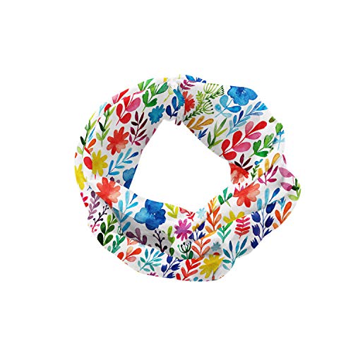 Ambesonne Floral Headband for Women, Vibrant Watercolor Brush Stroked Spring Flowers Tulips Roses Pansies and Wild Herbs, Elastic Comfy Hair Accessory Knotted Head Wrap Everyday Use, XS-S, Multicolor image 4