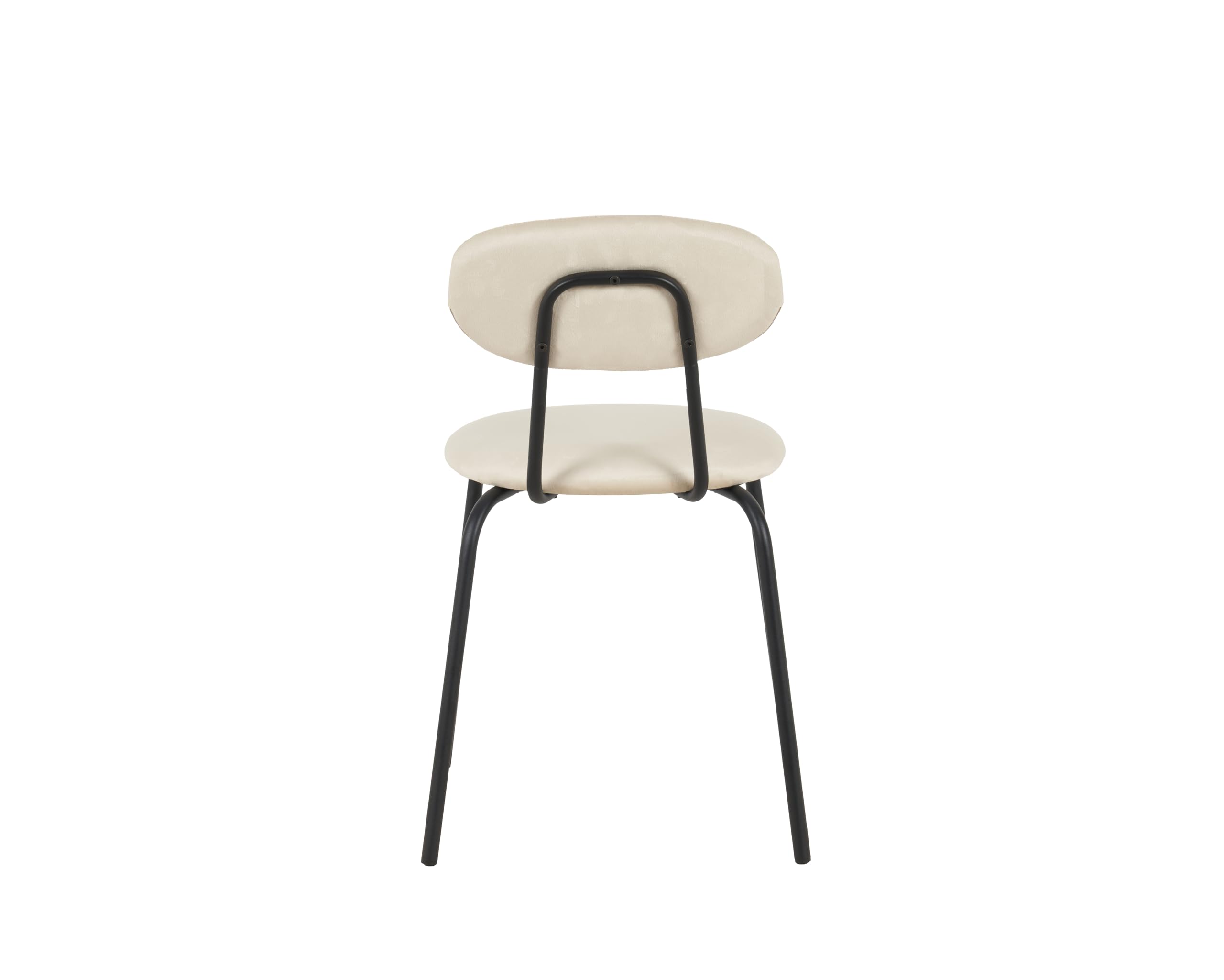 Lot de 4 Chaises Salle à Manger Velours Beige - Chaises Salle Manger Empilables & Chaise Métal - Idéal Fauteuil Salon, Chaise Coiffeuse