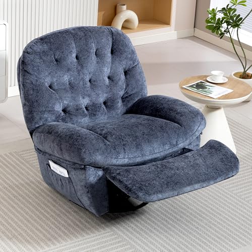 AISALL Relaxsessel mit Liegefunktion, Fernsehsessel Manueller mit Fußteil Seitentaschen, TV-Sessel, Ruhesessel, Polstersessel, Wohnzimmer-Sessel, Schlafsessel, Bis 160 KG Belastbar (Blaugrau)