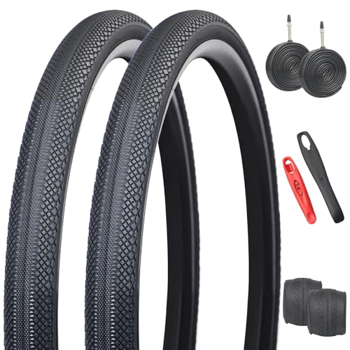 BALINGE 2 Pack 700x40c Gravel Bike Tires with Tube – Foldable 40-622 ETRTO,40 TPI,Compatible with Gravel/MTB/Hybrid/Electric Bike Tires 700x38C 700x39C 700x40C 700x41C 700x42C Bicycle Tires,Black