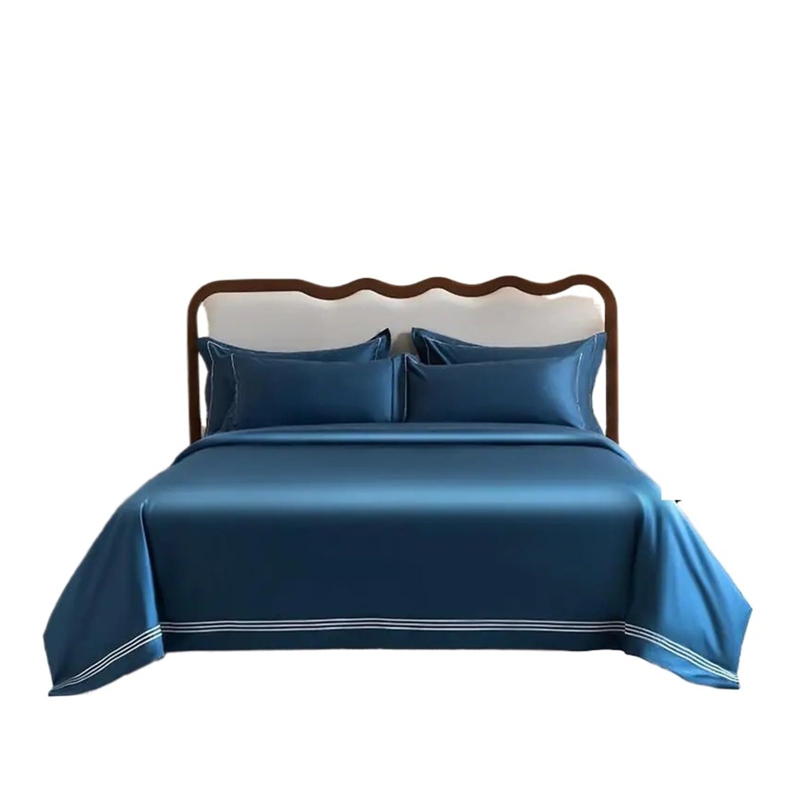 Funda nórdica algodón blanco 200x220 cm con borde bordado plateado y dos fundas de almohada