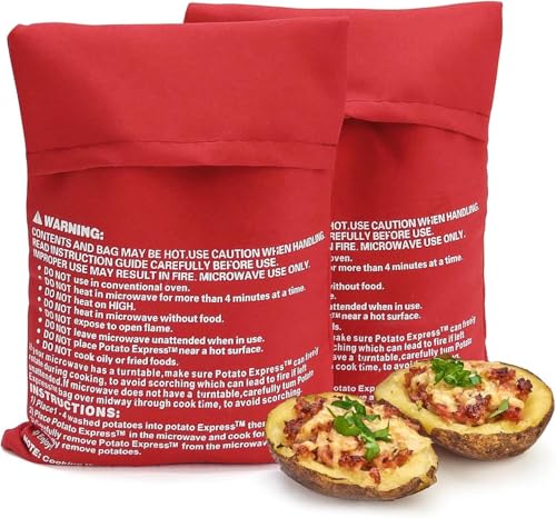 Flycppo 2 Piezas Bolsa Patatas Microondas,Bolsa de Cocina Patatas Bolsa de Papas para Microondas Bolsa Asar Patatas