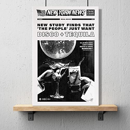 Oioana Vintage Music Aesthetics Poster Prints Funny Black And White New York News Canvas Wall Art Humor Quotes Poster Trendy Retro Music Party Wall Decor For Living Room Bar 12X16In Unframed #TOP2