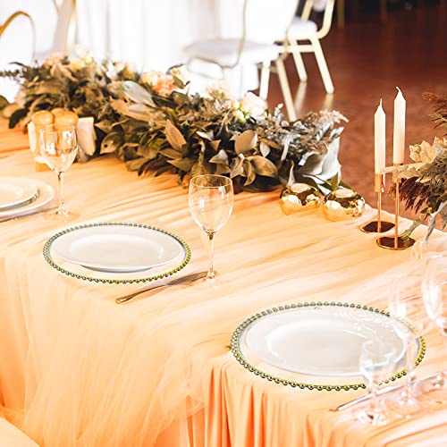 25 Pcs Clear Charger Plates 13 Inch Plastic Round Dinner Plate With Gold Beaded Rim Dinner Table Decorative Plate For Wedding Birthday Bridal Shower Party Dinner Table Decor Supplies #TOP4