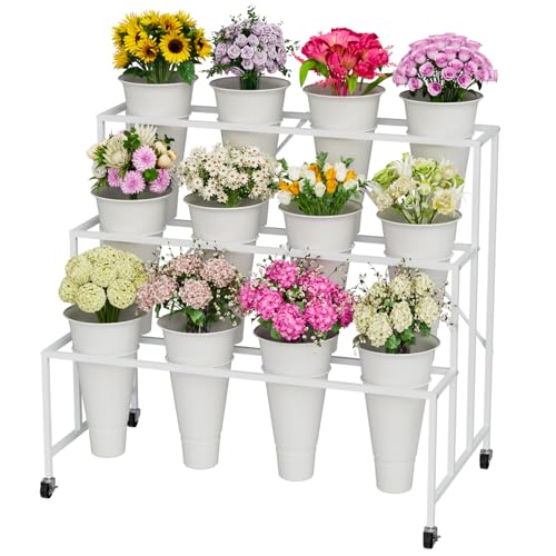 Support de fleurs intérieur extérieur à roulettes et étagère de rangement pour magasin