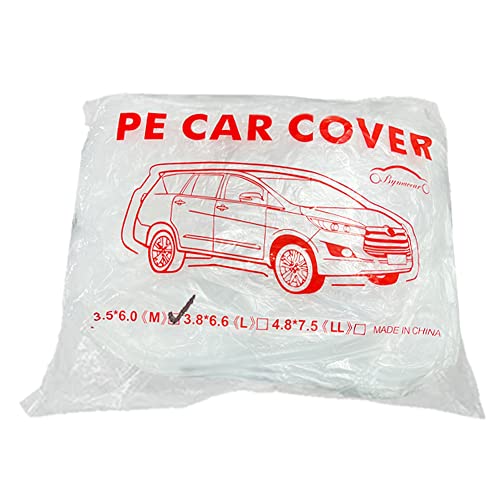 Image of LuliKa 3 Packs Disposable Car Cover Clear Plastic Car Cover Universal Rain Dust Garage Cover with Elastic Band Large (11.4 FT x 19.6FT)