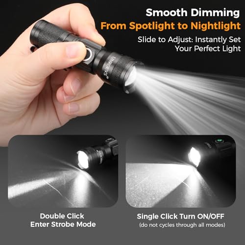 Rechargeable EDC Flashlight with Magnet,Pocket Flashlights High Lumens with Clip,1200 Lumens Compact LED Small Light and Long Range,Mini Flash Light for Everyday Carry. (2)