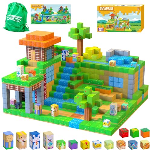 Magnetic Blocks-120PCS Farm Magnetic Building Blocks,STEM Montess...