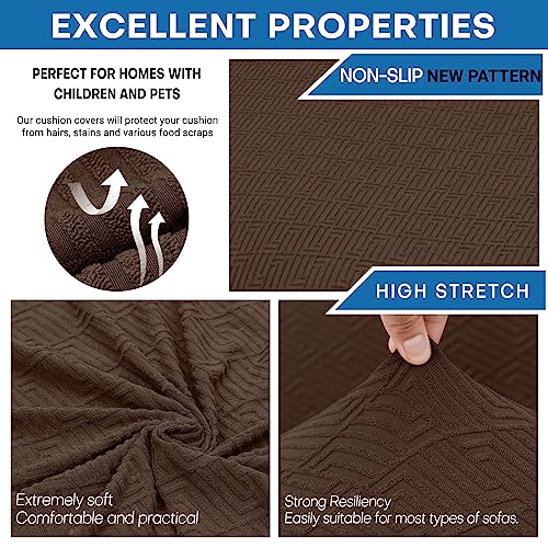 XINEAGE 2025 New 2 Pieces Chair Covers with Arms Super Stretch Chair Slipcover for Living Room Pet Dog Universal Slip Cover Anti Slip Armchair Furniture Protector (Coffee), 31"-46"(1 Cushion)