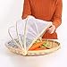 Panier de pique-nique avec gaze Panier anti-poussière gaze Bamboo Tent Panier preuve anti-poussière Sun Basket Handmade Cover Circular pour Fruit Pain végétal avec protection Couverture en filet