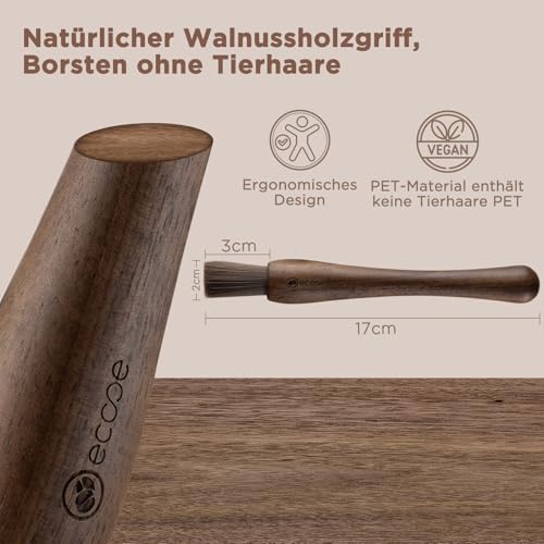 Image of ecooe Barista Brush - Vegan Coffee Brush Cleaning Brush for Coffee Grinder or Portafilter, Coffee Machine Accessories Cleaning Brush with Wooden Handle, Coffee Tool for Barista (Pack of 1)