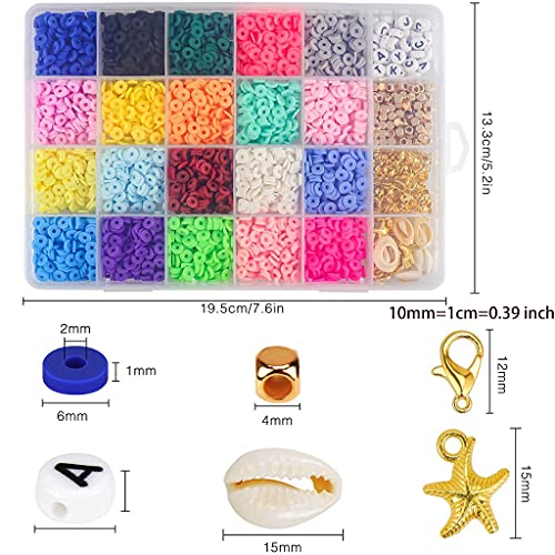 MISHITI Conjunto de miçangas espaçadoras de argila de polímero redondo plano para fabricação de joia