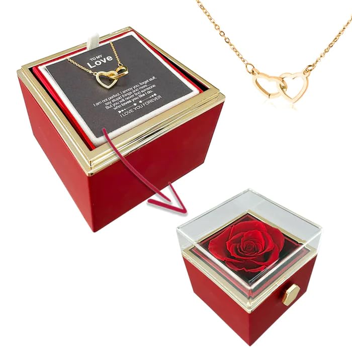 925 Sterling Silver Eternal Rose Box Gift Set for Girlfriend/wife | Valentine day Gift for Girlfriend With Message Card (Yellow Gold Finish)-image-46