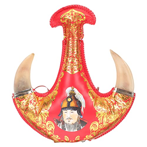 PRETYZOOM 500ml Wine Flask Water Bottle Pendant Horn Shape Bota Bag for Camping Hiking Outdoor Activities Craft