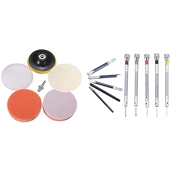 Diy Crafts 8193 Wax Polishing Buffing Pad Kit Car Polishing Buffer Set With Drill Adapter, Multicolor, 15 Piece + Diy Crafts 12738 11292 Screwdrivers With 5 Extra Replace Blades, Multicolor, 5 Piece