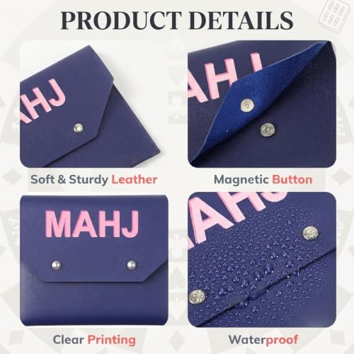 Image of PATPAT 8x6In PU Leather Mahjong Card Holder File Clutch Pouch with Secure Closure, Mahjong Accessories ID Card Pouch