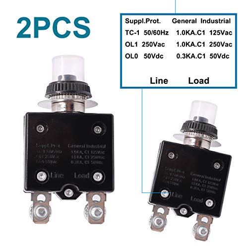 Mxuteuk CAL1-LS-20A 2Pcs 20Amp Circuit Breakers Push Button Manual Reset 125/250V Ac 50V Dc thumb #2