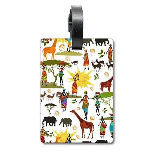 Étiquette valise voyage motif savane noire porte adresse bagage cabine et soute