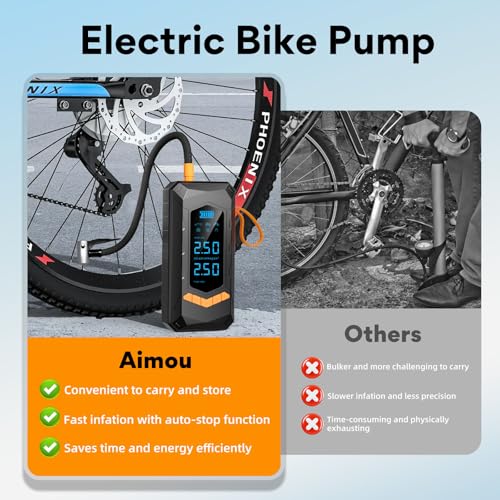 Image of 180 PSI Tire Inflator Portable Air Compressor, 8X Faster Portable Air Pump with Powerful Battery, Digital Pressure Gauge for Cars, Bikes & Motorcycle Tires, Ball