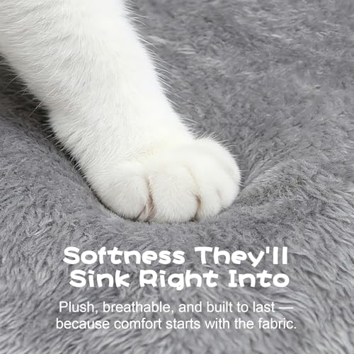 Cat Bed Cave with Pillow & Cat Toys, Cozy Cat Beds for Indoor Cats | 15.7in,Up to 10 lbs, Dual-Sided Cushion, Reversible Comfort for All Seasons, Semi-Enclosed Design, Machine Washable, Grey - Image 3