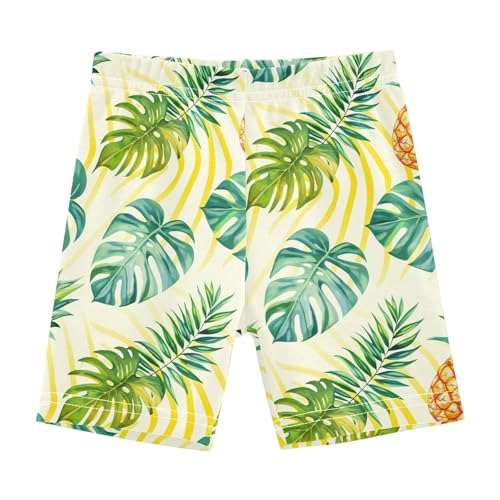 Pinapple Pale Yellow Girls Bike Shorts Toddler Soft Cotton Under Dress Dance Shorts