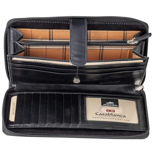 Mancini Casablanca Full Grain Leather RFID Secure Clutch Wallet, Cognac4