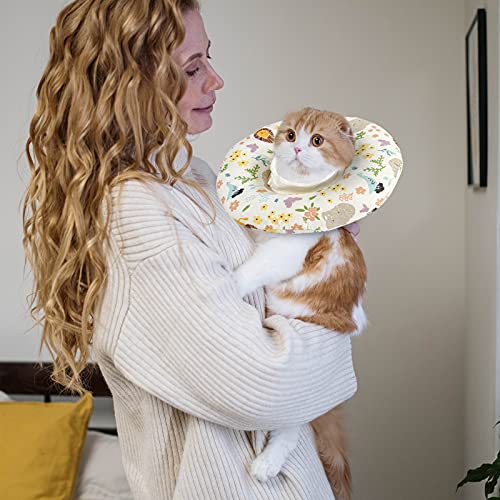 Image of HonourHope 3PCS Adjustable Cat Recovery Collar Soft Pet Cone Collar Protective Cotton Comfy Dog Collar After Surgery Cat E-Collar Elizabethan Collars for Pets Kitten and Small Dogs-S