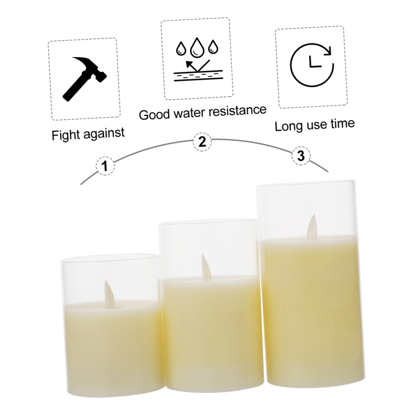 Housoutil Set di 3 Candele LED senza Fiamma con Telecomando Realizzate in Paraffina e Vetro Pratiche e Sicure la Famiglia Perfette per Decorazioni Ambientali