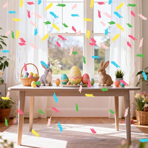 Image of BeYumi Colorful Bunny Table Confetti - 300Pcs Back to School Colorful Bunny Peeps Table Confetti Decorations Cute Rabbit Scatter Paper Decor for Birthday Baby Shower Candy Bag Gift Party Supplies