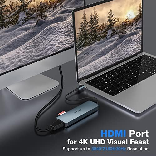 YLSCI USB C Hub 6 in 1, Docking Station Adapter with 4K HDMI, 100W PD, 2xUSB 3.0, SD/TF Card Reader Compatible with MacBook, iPad, Surface Pro 8/7, Galaxy Tab and More Type C Devices