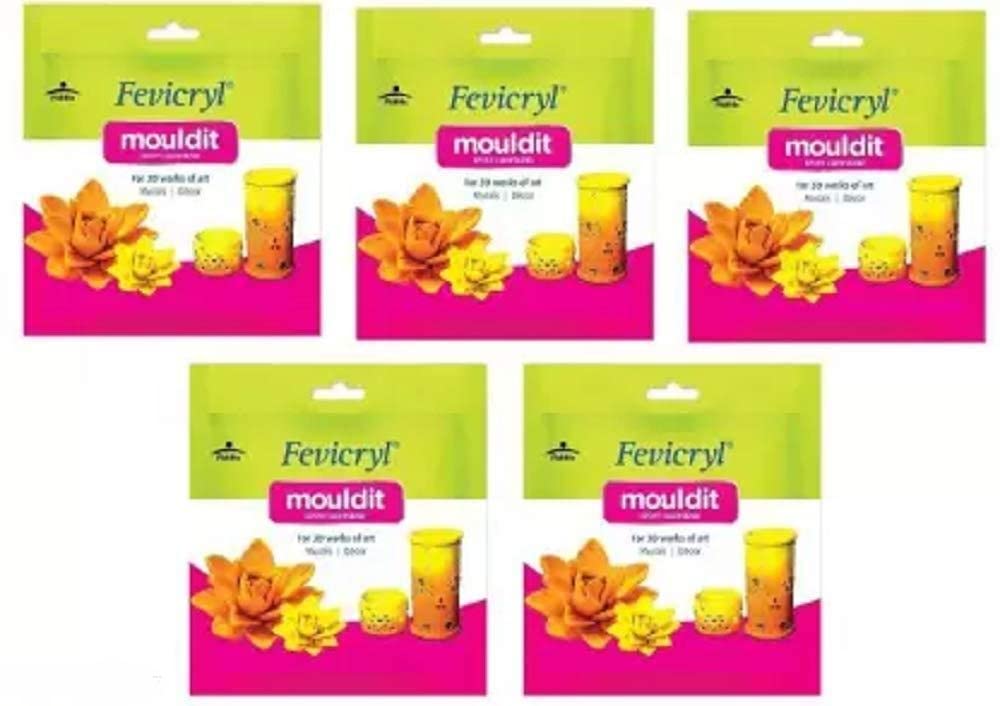Modelistic Fevicryl Mould It Clay Set for Modelling and Sculpting, Air Dry Clay for Art and Craft, Gift for Artists, Students, Children (Pack of 5) Each/1 Packet Contain 50 g of Mouldit Clay