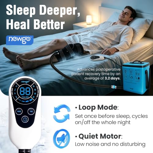 Image of NEWGO Cold Therapy Machine with Programmable Timer & Quiet Pump | Lightweight Cold Pad for Knee /Shoulder After Replacement Surgery, Post-Op Swelling, Joint Pain