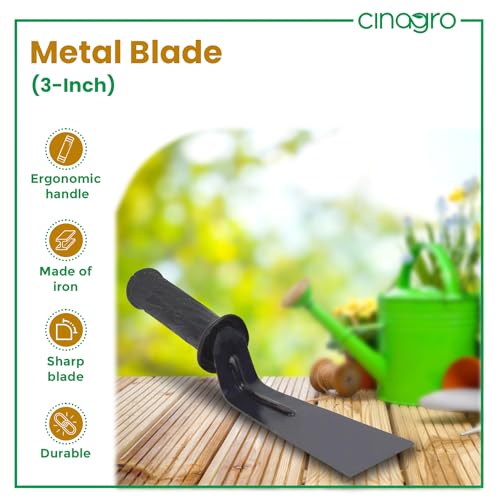 Image of Cinagro Gardening Khurpi 3-inch Metal Blade, Tools for Soil Tilling, Rust-Free Khurpi for Garden, Plant Tool for Digging in Garden, for Indoor Gardens and Small Planters (Black)