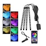 Ohleats Car Led Interior Lights, RGB 48 LED Multi Color Auto Strip Light with APP Control, Music Sync Color Change Light Under Dash Smart Lighting Kit, Interior Car Accessories (Cigarette Lighter)