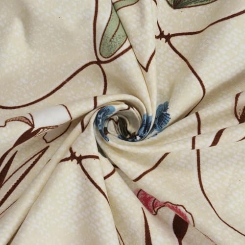 Image of 300 TC Cotton Feel Glace Cotton Elastic Fitted Bedsheet for King Size Double Bed | Fits up to 8 Inch Mattress | Printed Bedsheet with 2 Pillow Covers (Auralia, Double Size - 72 inchx72 inch)