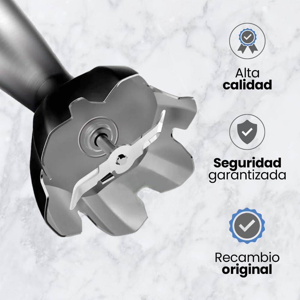 Anakel Home Recambio Brazo de Batidora 7322115504 Compatible con Braun 4200 Multiquick 9 | Recambio original | Cuchillas de Acero Inoxidable