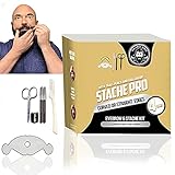 Stache Pro Kit by Beard Bro-New Clear Multi-Style Mustache Shaping Tool/Comes with Trace Pencils,...