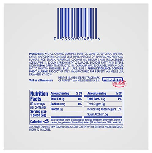Image of Mentos Pure Fresh Sugar Free Chewing Gum, Fresh Mint Flavor, Holiday Christmas Stocking Stuffers for Adults & Kids, Winter Edition Snowman Bottle, Secret Santa, 50 Count (Bulk Pack of 4)
