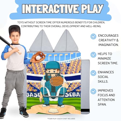 Image of Couch Swag Play Panel for Childrens Foam Sofa Kids Couch (Baseball)