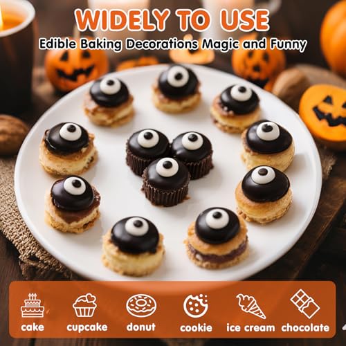 Edible Eyes Cookie Sprinkles,Small Candy Eyeballs for Cake Decorating,130g,Black and White Sugar Sprinkle for Dessert Baking,1 cm Eyeball Sprinkles for Cupcake Toppers Chocolate Cookie Donut Decoration,Birthday Holiday Children's Valentine's Day Easter Party Supplies