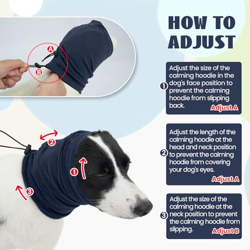 Image of Nanaki Dog Calming Hoodie-No Shake Hematomas Ear Wraps Cover, Adjustable Dog Snood Ear Muffs Protector for Noise Protection, Anxiety Relief, Fireworks, Grooming, Bathing, 4th of July