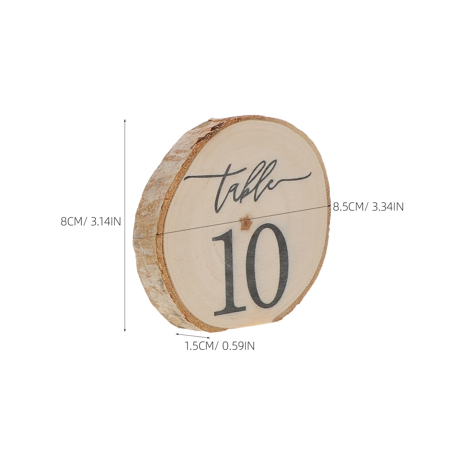 Numeri Tavolo Rustici Semicircolari in Legno 10 Pezzi Beige | Bark Naturale, Posizionamento Stabile, Uso per Compleanni e Anniversari, Finitura Artigianale