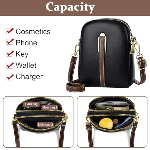 Image of PALAY Women Sling Bag Girls Stylish Pu Leather Crossbody Bag For Girls, Sling Phone Bag Double Layer Daily Bag With Detachable Shoulder Belt Small Sling Zipper Bag, Girls Gift - 1