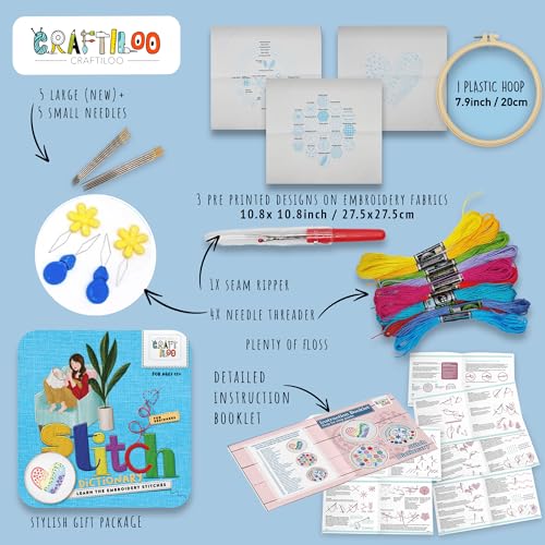 Image of CRAFTILOO Embroidery Kit for Beginners Cross Stitch Kits for Beginners Needlepoint Kits for Adults Embroidery Kits for Adults Cross Stitch kit Heart